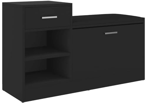 vidaXL Banc à Chaussures Range-Chaussures Etagère à Chaussures Armoire de Rangement Organisateur Entrée Noir 94,5x31x57 cm Aggloméré