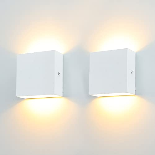 12W Applique da parete LED esterno, 2Pcs Bianco Caldo 12W Lampada da Parete Interno 3000K su e giù per lampada da parete Moderna per soggiorno, camera da letto, corridoi