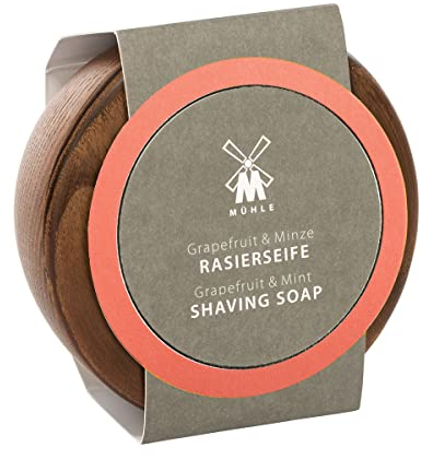 MÜHLE Rasierseifenset - Holzschale mit Rasierseife - Grapefruit & Minze für alle Hauttypen - fruchtig & belebend - 65 g