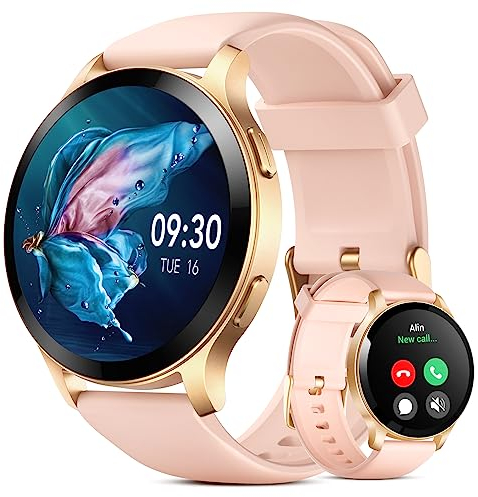 Parsonver Smartwatch Damen mit Telefonfunktion, Fitness-Tracker mit Herzfrequenz Schlafmonitor, 1.43 HD Fitnessuhr, IP68 Wasserdicht Runden Sportuhr, 100+ Sportmodi für Android iOS, Roségold