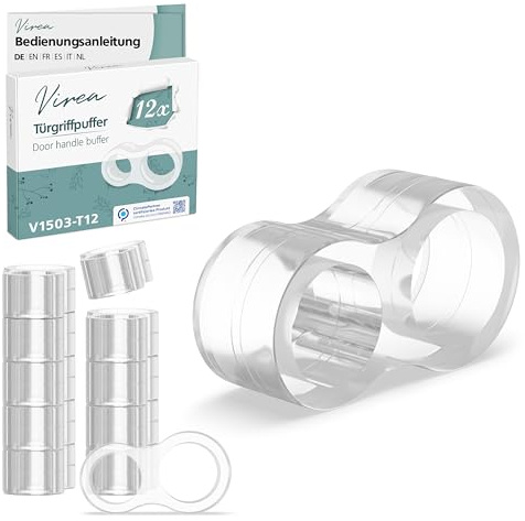 virea 12 x Butées de poignée de porte Transparent - - Butoirs de porte pour protéger les murs et les meubles - - Pour poignée de porte et de fenêtre - - Arrêt de porte au design discret