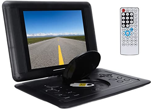 Lettore DVD Portatile da 12,0 Pollici per Auto, Lettore DVD TV con Schermo HD con Rotazione di 270°, Supporto Ricevitore Radio FM, Lettore di Schede, Funzione di Gioco, (Spina