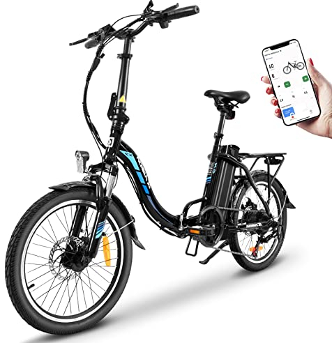 KAISDA E-Bike Klappbad 20 Zoll,Elektrofahrrad 250W Motor EBike 13Ah Abnehmbarem Akku für Lange Reichweite bis 70KM,7 Gang-Schaltung, APP, LCD-Instrument,City E-Bike Herren Damen,Schwarz