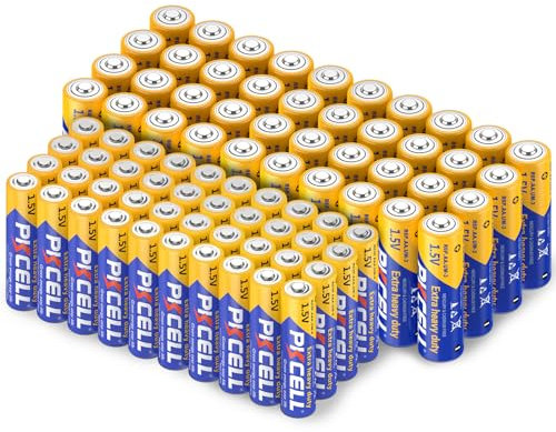 PKCELL - 40 batterie AA, R6P + 40 batterie AAA, R03P, 1,5 V al carbonio
