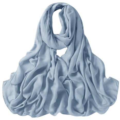 Lina & Lily Luxury Women's Bamboo Viscose Woven Scarf Shawl Wrap Solid Lightweight (Light Blue)