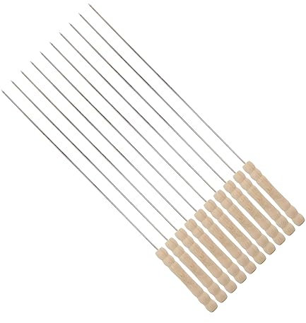 ORFOFE 10pezzi Spiedini Per Barbecue Con Manico in Legno Spiedo Per Barbecue in Metallo Resistente Spiedo Per