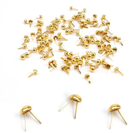 HJIAMA 300 Stück Goldene Musterbeutelklammern – Metallklammern für Scrapbooking, Rundkopfklammern, Bastelzubehör für Heimwerker