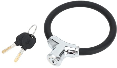 Hihaha Lucchetto per Bicicletta Anello Portatile con Cavo Antifurto per Bici da Montagna e Bici da Strada Lucchetto ad Anello per Mini Impilabile in Lega di Zinco e Acciaio 42cm Nero