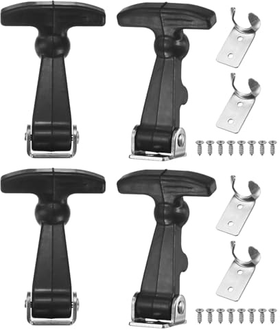M METERXITY 4-pack elastiskt gummi huvfångst, 2,6 tum flexibla dragspärrar med fästen flexibelt T-handtag hasp gummi med skruvar för verktygslåda/husbilar/fordonsmotor/huva, silversvart