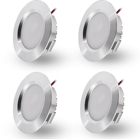 Faretti Led da Incasso per Cartongesso,4 Pezzi, 3W Faretti Led Soffitto, IP44 AC 220-230V Faretto LED Interno Alluminio Ultrasottili 15mm Per Luci Cucina Bagno Camper (Argento Bianco Caldo 3000K)