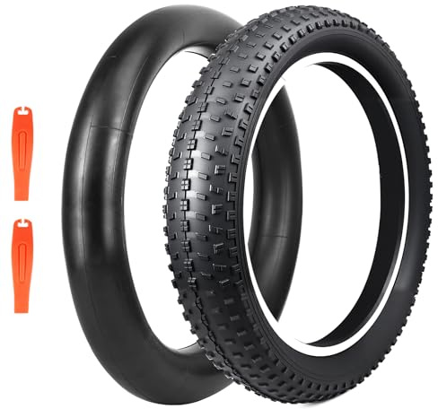BALINGE Fat Bike Tires 20 x 3 Bike Tires Ebike Tires 20 x 3 Bike Tire 20 x 3 Heavy Duty High-Performance Wear-Resistant E-Bike Mountain Snow Bike Tire，1 Tire 1 Tube 2 Levers，Black