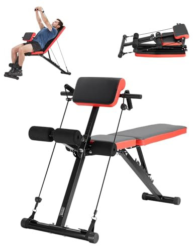 VEVOR Banc de Musculation Multifonction pour Entraînement Complet du Corps, Banc Lombaire Hyperextension Réglable et Pliable, Chaise Romaine Capacité 350 kg, pour Fitness Dos Bras Abdomen Gym Domicile