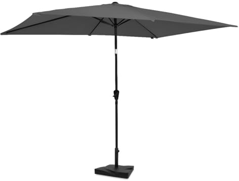 VONROC Sonnenschirm rechteckig 200x300 - Rechteckiger Sonnenschirm für Terasse, Garten, Balkon, Gastro - Knickbar, Kurbel, Wetterfest - Rapallo (Grau_Set)