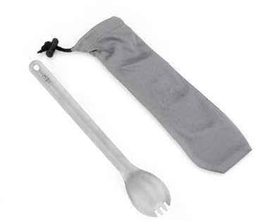 KEITH Titan Lange Löffel und Spork mit mit Aufbewahrungstasche Ultraleichtes Göffel Outdoor Camping Besteck Table Flatware