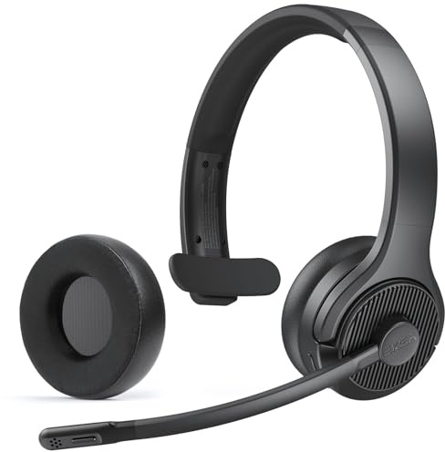 EKSA H3 Bluetooth Headset 5.4, Wireless Headphones with Microphone Noise Cancelling, 65 Hrs Playback Time & 30M Range, Replacement Ear Cushion, On Ear PC Headset for Office/Cell Phone/Call Center