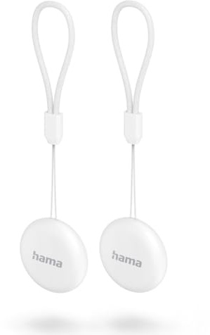 Hama Schlüsselfinder f. Android Mein Gerät Finden-App, 2 St. (Key Finder Bluetooth, Alarm, Handy Schlüsselfinder f. Schlüssel, Geldbeutel, Gepäck, Haustiere, Android 9.0, tauschbare Batterie) weiß