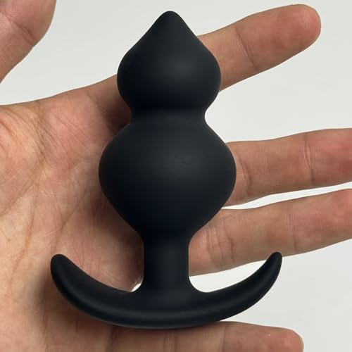 Silicone Asshole Plug Erotica with 2 Steel Balls Anal Dildo G-Spot Prostate Stimulating Anal Beads for Women Men Couple Use (L)