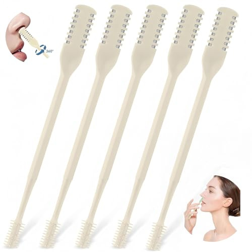 Nose Hair Trimmer 5 Pcs 2-in-1,2026 New Double Sided Nose Trimmer.Portable 360° Rotating Manual Nasal Hair Cutter for Men and Women, Manual Hair Remover for Home Travel Essentials