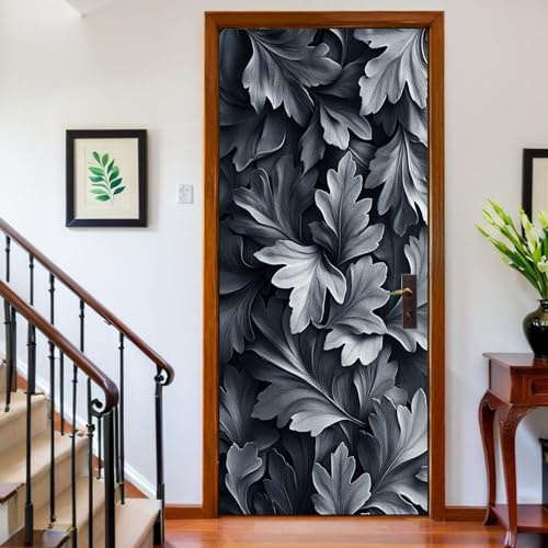 Adesivi per Porte Interne 3D 88 x 200 cm foglie di acanto Carta da Parati Porta Autoadesiva Retro PVC Impermeabile Poster Murale Decorazione Soggiorno