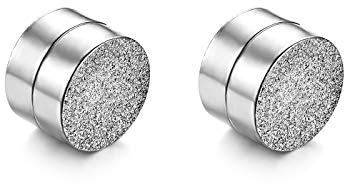 JewelryWe Magnetiska örhängen punk rock stil matt rostfritt stål klämma på icke-piercade örhängen för män kvinnor, allergivänliga