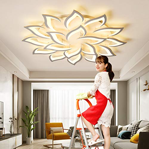 Modern LED-taklampa, vardagsrum, dimbar med fjärrkontroll, sovrum, matsal, tak, pendellampa, lampor, taklampa, matbord, kök, badrum, barn, lägenhet, dekoration, lampor, 18 huvuden