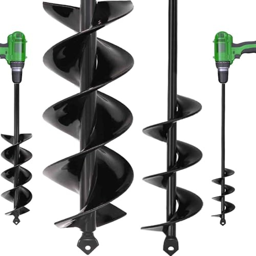 TCBWFY Auger Drill Bit for Planting, 2 Set Solid Core Shaft Garden Auger Spiral Drill Bit, Hole Digger for 3/8'Hex Drive Drill (3'X16.5' and 1.6'X16.5)
