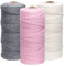 Makramee Garn 3er Set,ilauke Weiche Baumwollgarn Baumwollschnur Makramee 3mm für DIY Projekte - 3 x 100m Baumwolle Baumwollkordel zum Makramee Wandbehang, Traumfänger, Blumenampel,Rosa+Beige+Grau