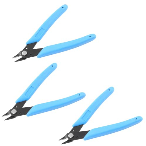 Bivethoi 3pcs Micro Wire Cutters Flush Cut Snips, Small Diagonal Cutters 3D Printer Filament Pliers Tool, Mini Tiny Nippers Zip Tie Cutters for Jewelry Making Model (5 Inch, Light Blue)