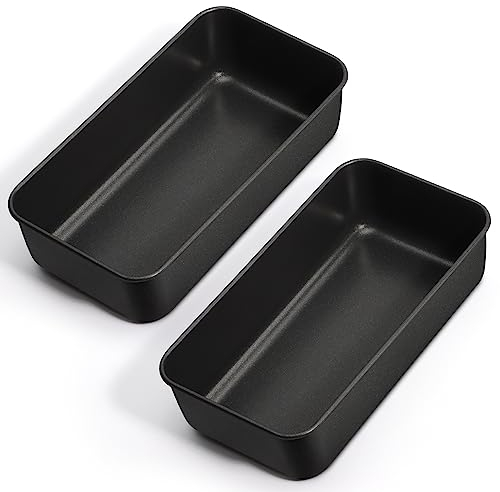 Onader Loaf Bread Tin Set of 2, Non Stick Cake Meatloaf Pans for Baking Banana Bread, Sourdough, Lasagna, with Stainless Steel Core & Healthy & Rust-Resistant, Easy Release & Clean, 23.5x12.6x6.5 cm