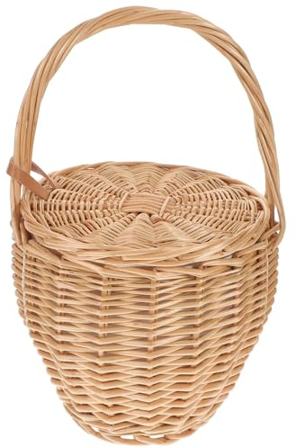Alipis Borsa Tessuta a Mano in Rattan Stile Francese 13.78X7.87X7.87 Pollici Grande Capacità Per Viaggi Picnic E Uso Quotidiano Elegante Borsa Da Viaggio Decorativa Con Tracolla Semplice