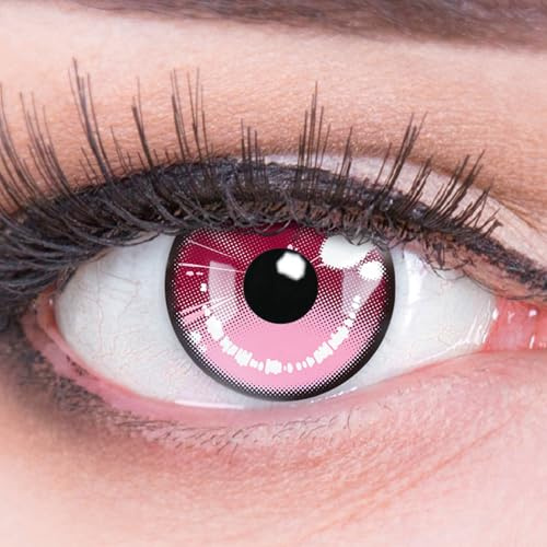 MeralenS Lentilles couleur cosplay - manga Anime Arc rose 2 Pink. Pour Halloween, fantaisie, Carnaval I 1 paire (2 pièces) I sans correction I 0,00 Dioptries