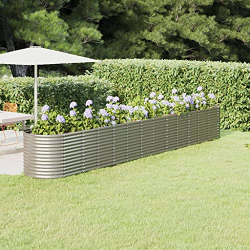 puraday Jardinière surélevée pour jardin 512 x 80 x 68 cm - Jardinière pour terrasse, potager - Spirale d'herbes XXL - Jardinière surélevée en métal - En acier - Argenté