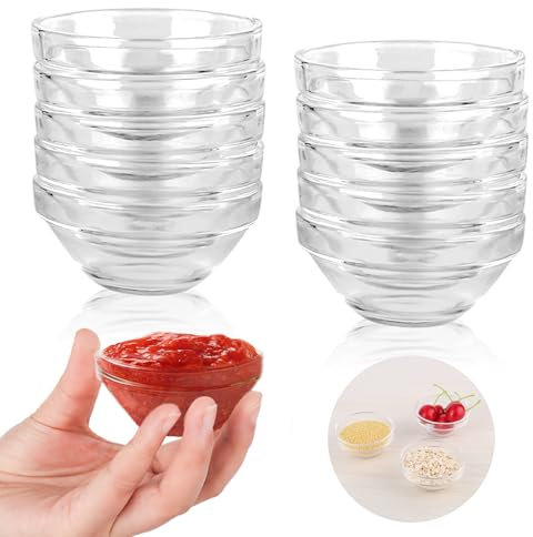 Trendecor 10 Stück Dipschalen, Kleine Glasschale 7.5cm Dessertschalen Glas Dessertschalen Rund Dip-Schälchen aus Glas Schale für Spülmaschine und Mikrowelle Dessert Marmeladen Konfitürene