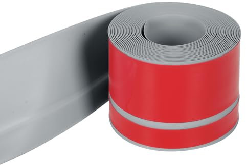 12m Self-Adhesive Skirting Board, Peel and Stick Baseboard Trim, 7cm Wide Flexible Wall Baseboard Molding Trim, PVC Skirting Board Covers Moulding Strip for Floor Wall Base (Grey-12M)