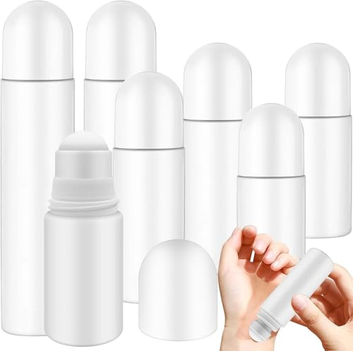 ADNEWX 7 st. påfyllningsbar rulle på flaska tom, 50 80 100 ml deoroller för att fylla på eteriska oljor solkräm deodorant myggmedel fuktkräm
