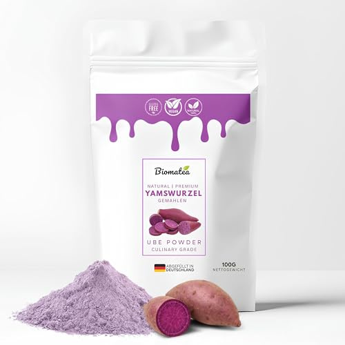 Biomatea Ube Poudre de racine d'igname violette des Philippines 100 g, naturelle, pure et pure, sans additifs, sans gluten, végétalienne