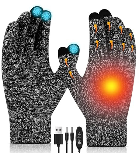 Multi-Purpose Touchscreen Gloves for Men Women, Silicone Anti-Slip Knit Driving Mittens, Breathable Tactical Work Gloves with Detachable Thermal Inserts, Black, 1 Pair (Black and white)