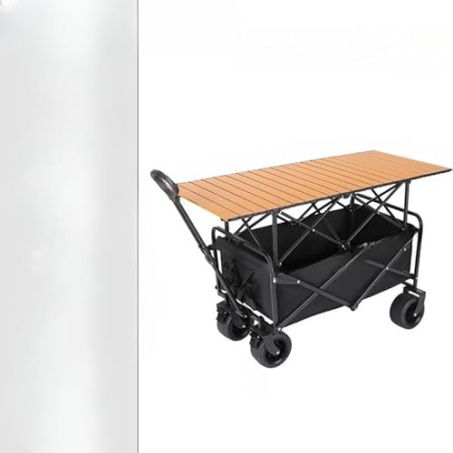 Chariot de festival portable et table pliante – Camion de pique-nique mobile pour camping, plage, pêche – Chariot utilitaire à tirer à la main pour un transport facile