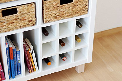 Kallax Einsatz | Regaleinsatz f. 9 Flaschen | H x B x L : 33 x 33 x 36 cm | Fachgröße: 10 x 10 cm | Weinflaschen Lagerung im Kallax Regal | Weinregal Flaschenregal Flascheneinsatz | weiß