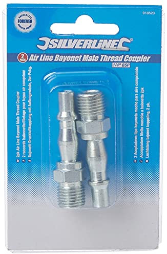 Silverline Air Line Bayonet Male Thread Coupler Pack of 2, 1/4 BSP (918523)
