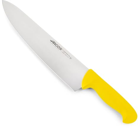 Arcos Couteau de Chef Professionnel - Lame Acier Inoxydable NITRUM 30 cm - Durabilité et Coupe Supérieure - Manche Polypropylène Jaune - Série 2900