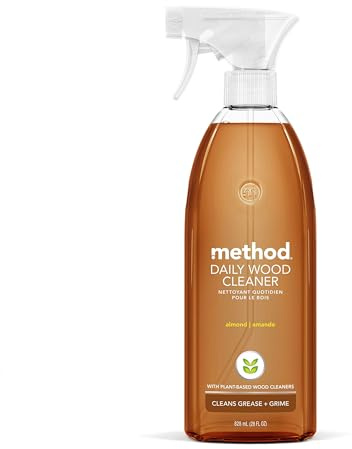 Method Daily Wood Cleaner, Almond, Cleans Shelves, Tables and Other Wooden Surfaces While Removing Dust & Grime, 28 oz Spray Bottles, (Pack of 1)
