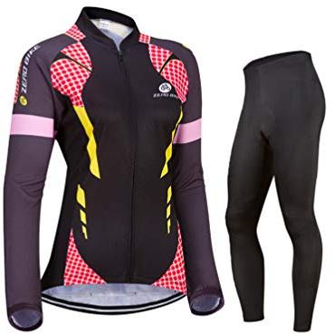 Women's Breathable Cycling Jersey Set Long Sleeve Bicycle Shirt Jacket Padded Mountain Bike Pants Clothing Quick Dry Reflevtive UV Protective