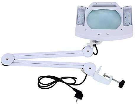 Lampada con lente d'ingrandimento a pinza a LED, 28 x 12 W, LED, lampada di bellezza quadrata con ingrandimento 5 volte, cosmetici per il trucco, lente luminosa, lente di ingrandimento di bellezza