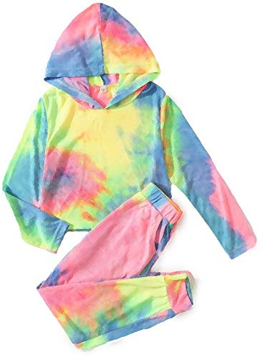 Arshiner Jogging Suits for Girls Tie Dye Set Two-Piece Outfits Tracksuits