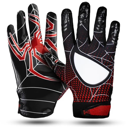 TAQCHA Football Gloves - Tacky Grip, Skin Tight Adult Receiver Gloves - Pro Elite Super Sticky Performance - Men's Sizes (Adult - Large)