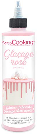 ScrapCooking - Glaçage Rose Prêt à l’Emploi 130g - Goût Chocolaté & Séchage Rapide - Pour Pâtisseries, Éclairs, Gâteaux, Biscuits, Desserts, Dripcake - Cake Design - 4701