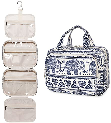Kulturtasche Damen Kulturbeutel zum Aufhängen Waschtasche Gross Kosmetiktasche Groß Waschbeutel Kosmetik-Organizer für Damen Mädchen (Elefant)