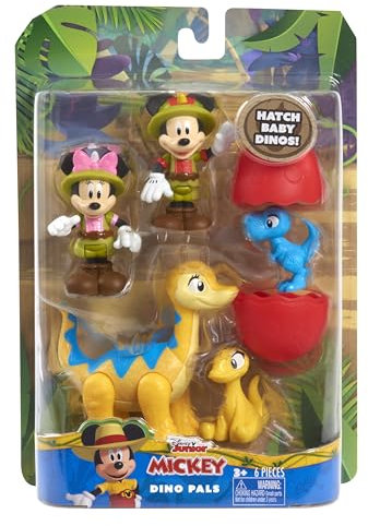 Disney Junior Mickey Mouse Funhouse Dino Pals 7-piece Figure Set, Dinosaur, Kids Toys for Ages 3 Up by Just Play