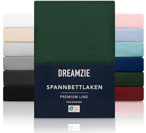 Dreamzie - Spannbettlaken 140x200cm | Mikrofaser Weich – Für Dicke Matratzen – Oeko-Tex | Komfort, Atmungsaktivität, Pflegeleicht – Grün